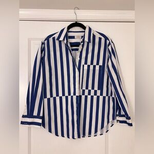 AYR - Blue and White Striped Button-Up Shirt